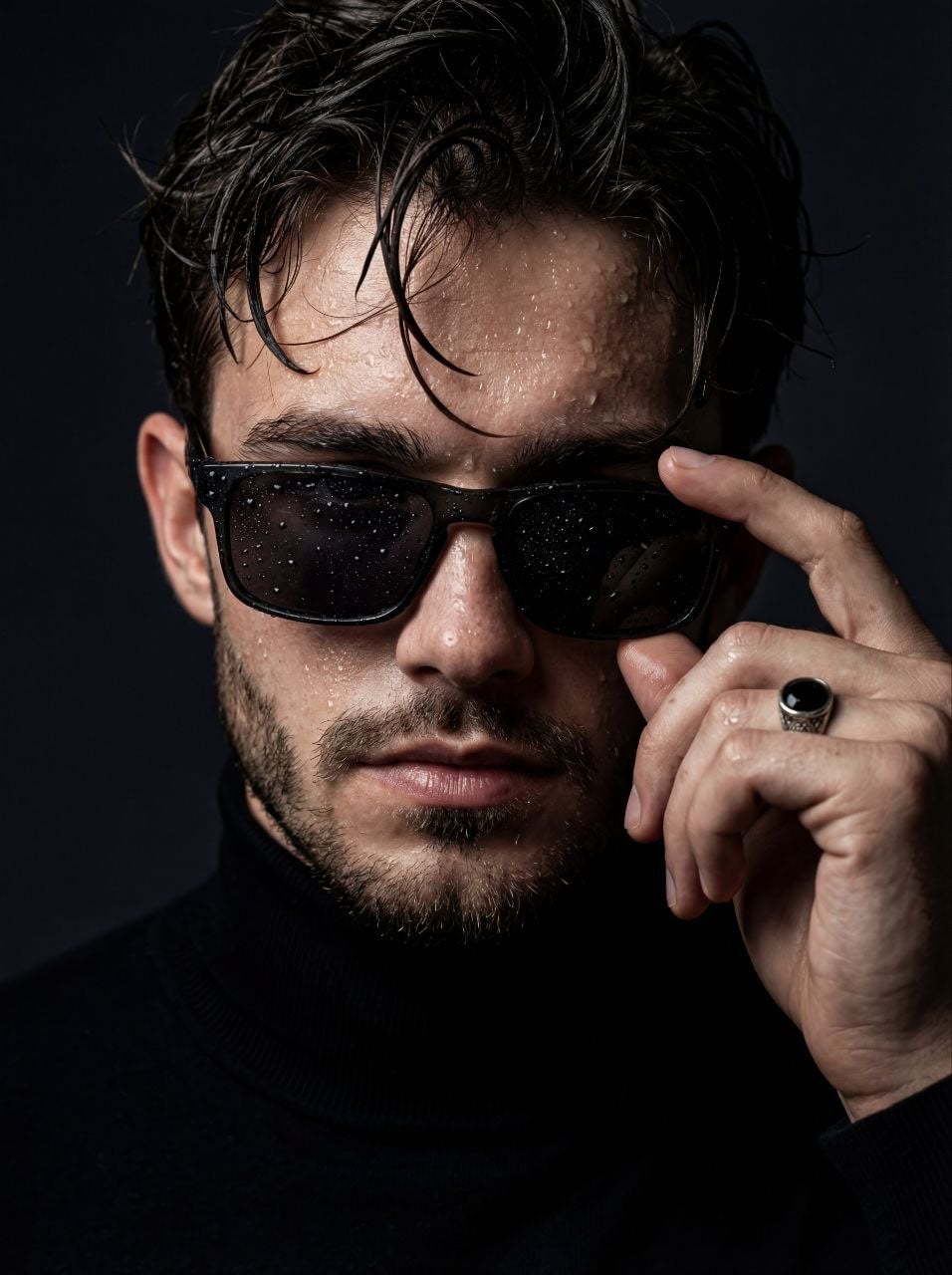 Wet Skin and Sunglasses in Moody Light