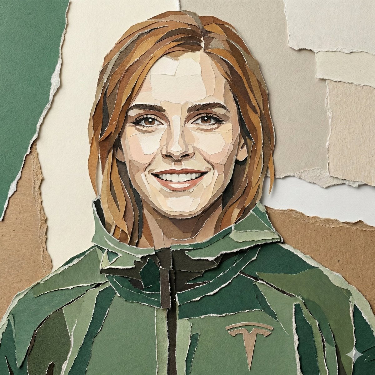 Torn Paper Collage Portrait in Earthy Tones thumbnail 2