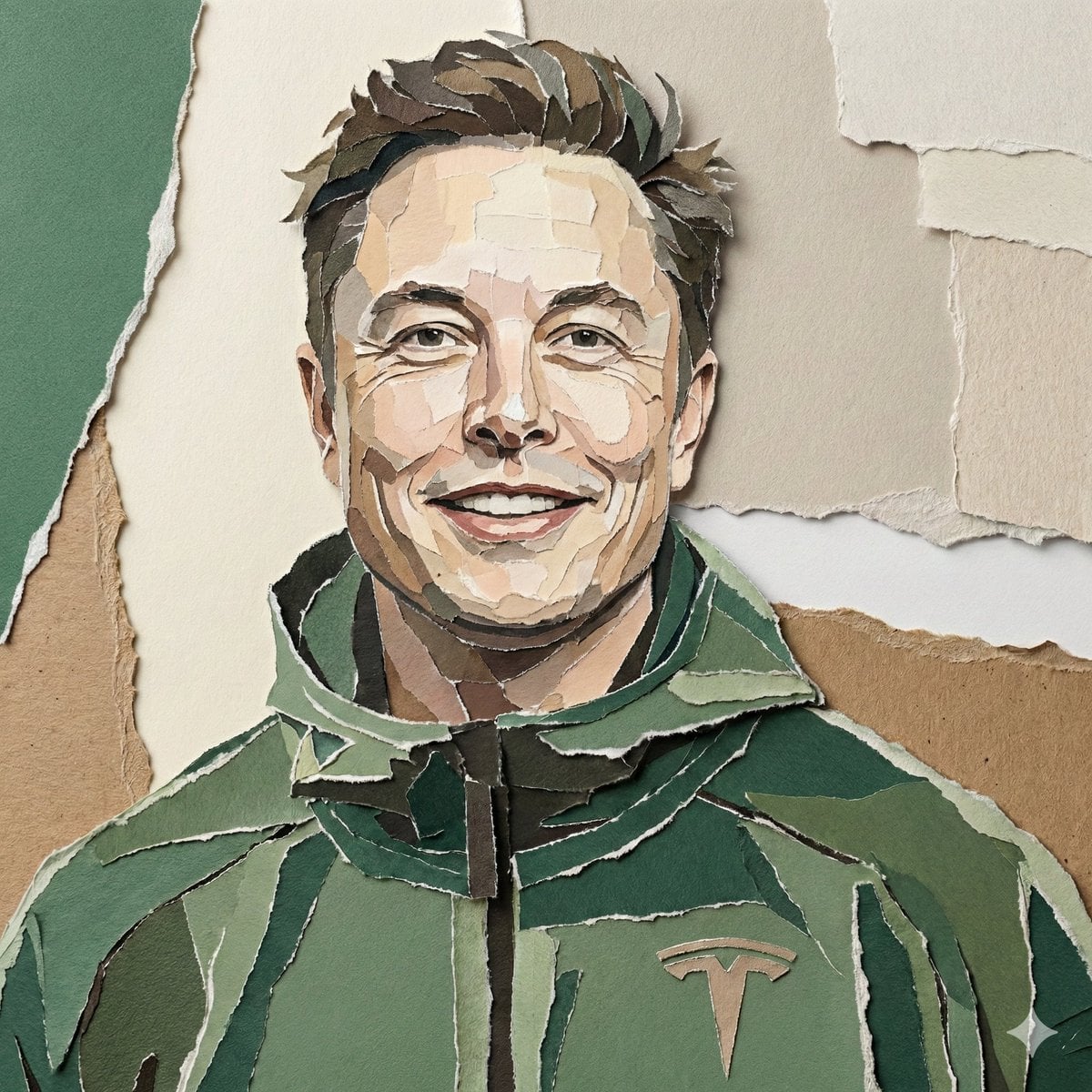 Torn Paper Collage Portrait in Earthy Tones thumbnail 3