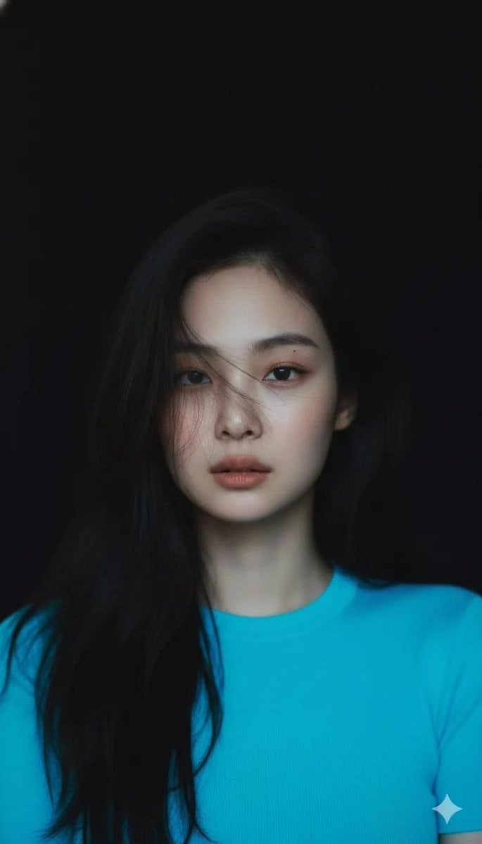 Create Moody cinematic portrait of a young woman with cle... image 1