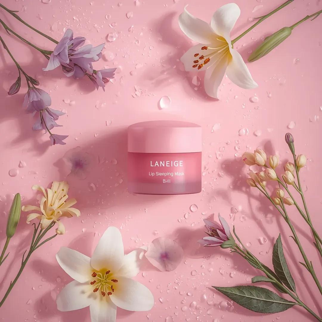 A hyper-realistic beauty product photograph of a pink [LA... thumbnail 2