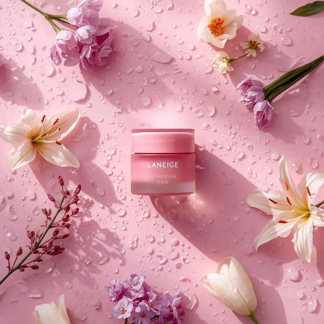 A hyper-realistic beauty product photograph of a pink [LA... thumbnail 3