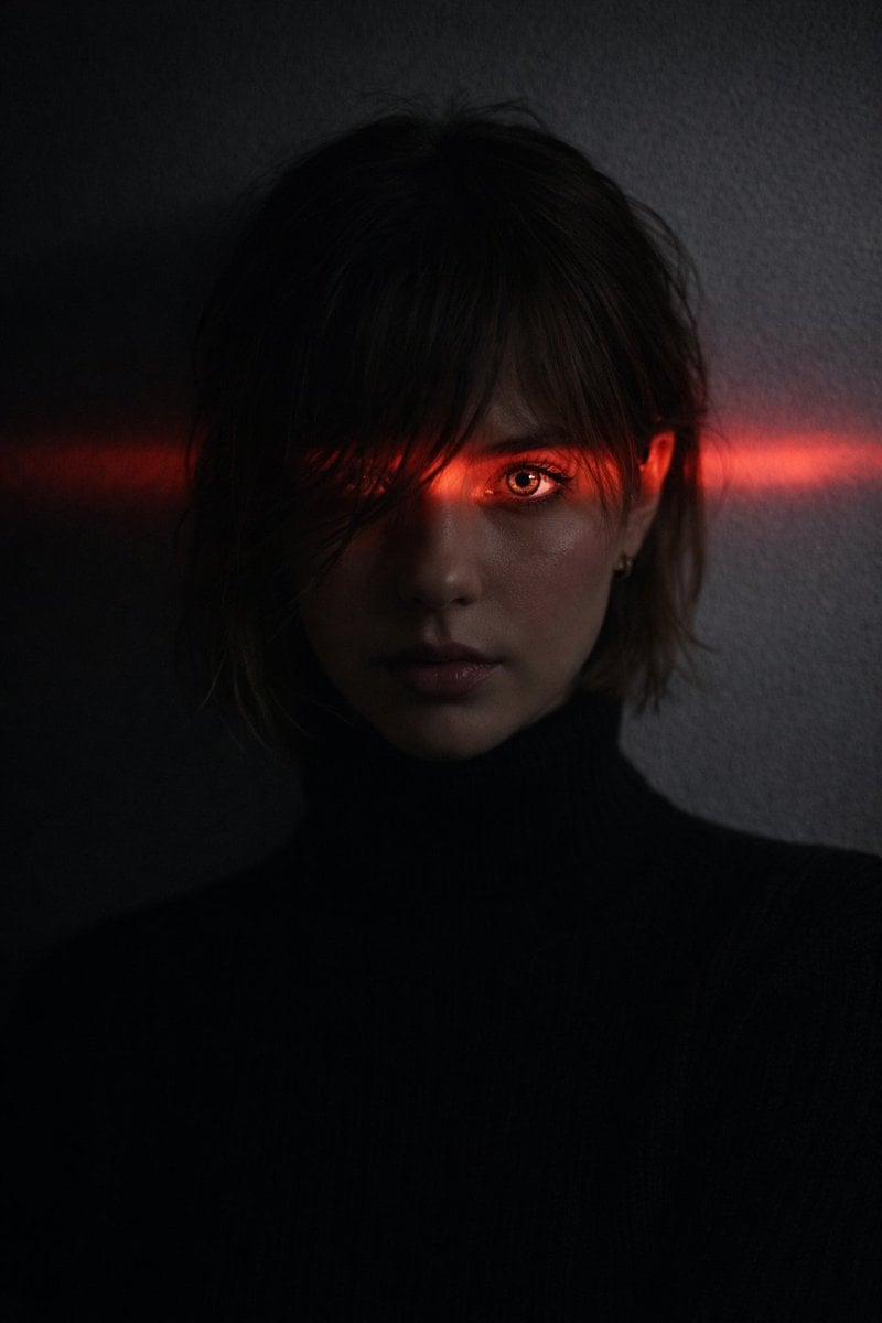 Intense Stare in Red Light