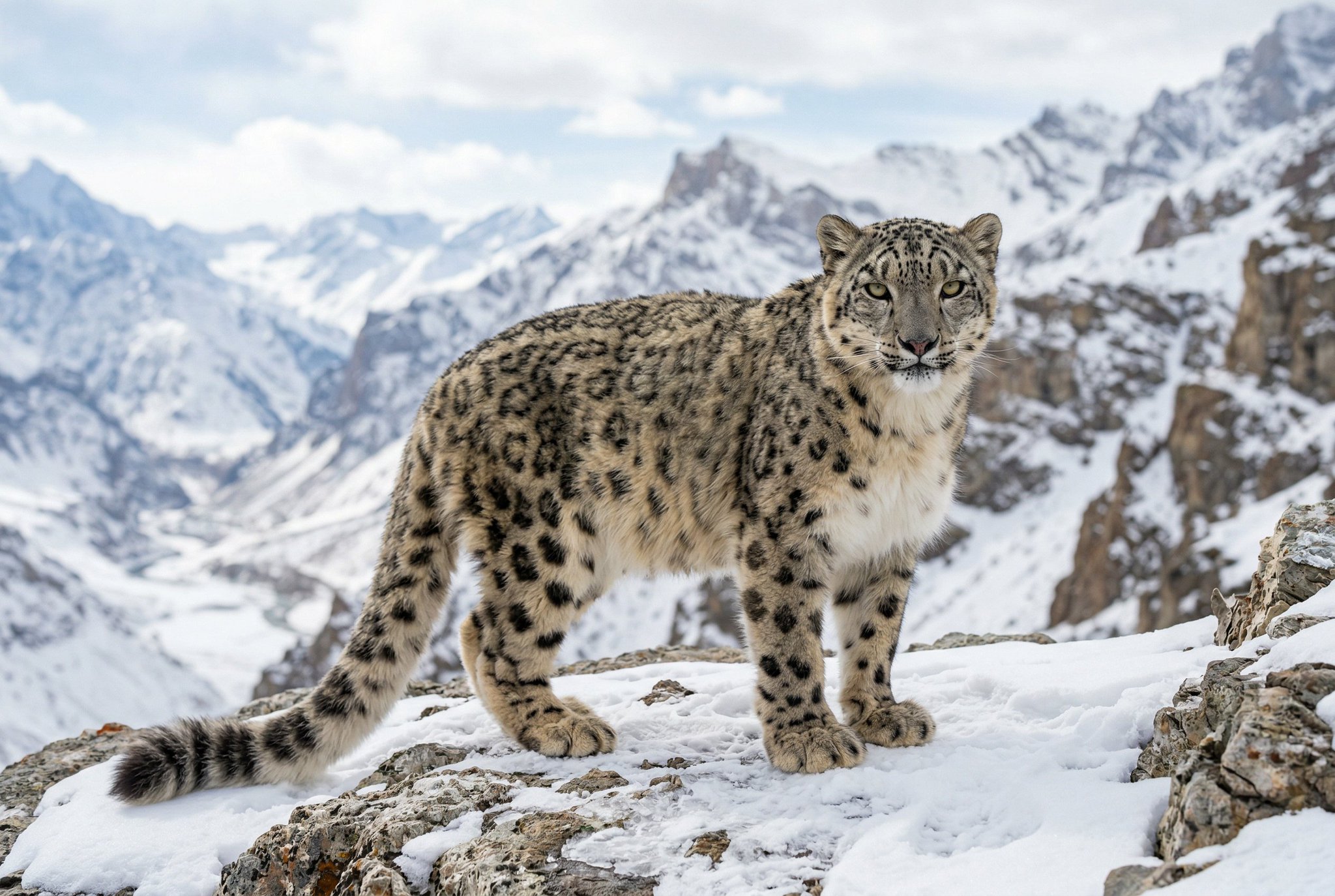 Snow Leopard in Melting Spring Landscape image 1