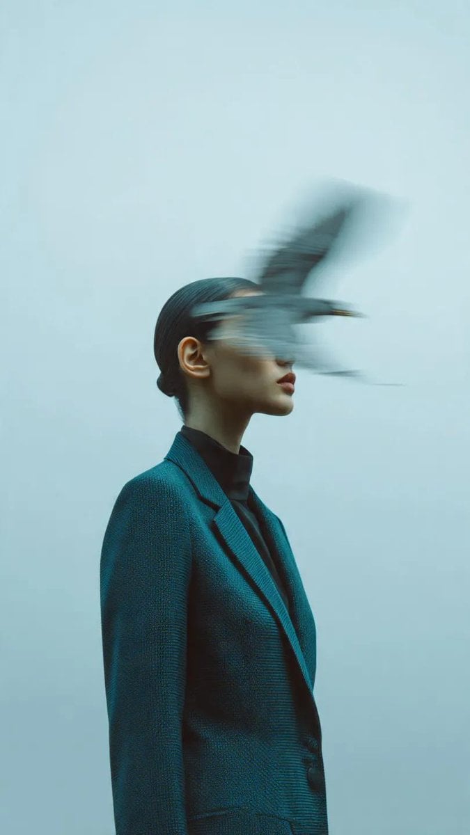 Editorial photography, a woman wearing a structured deep ... thumbnail 3