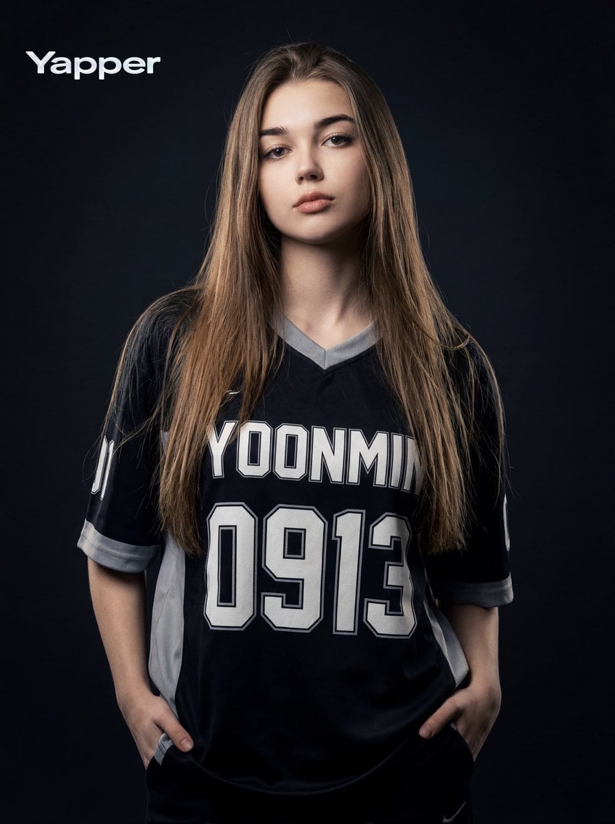 Confident Woman in Dark Sports Jersey image 1