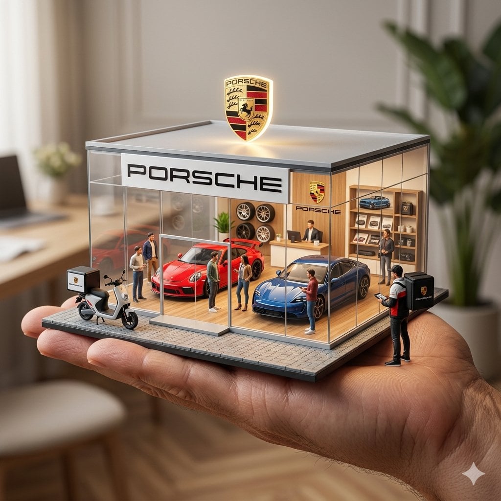 An ultra-realistic miniature [YOUR BRAND] showroom balanc... thumbnail 3