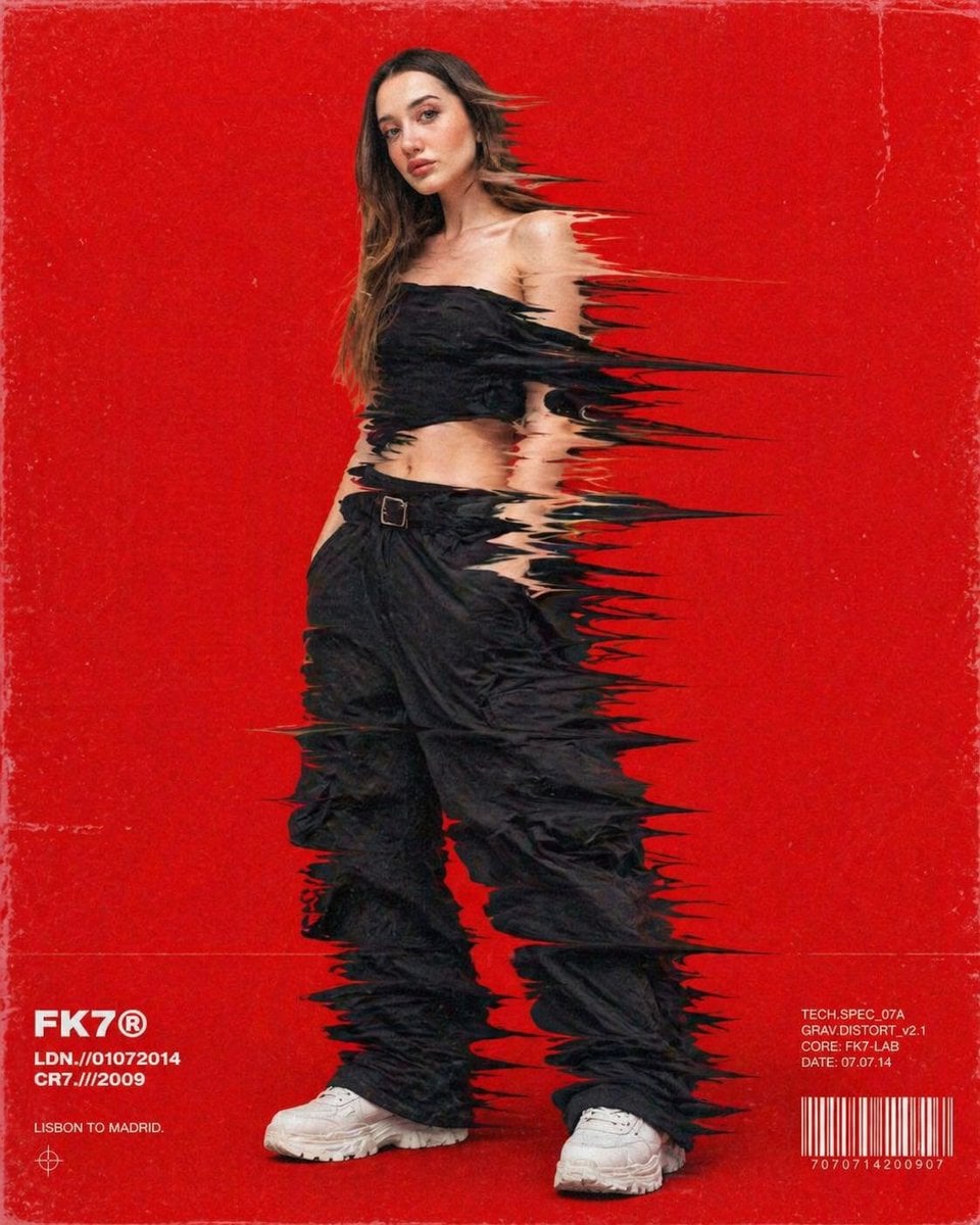 Hip-hop fashion model standing full-frame, clothing disto... thumbnail 2