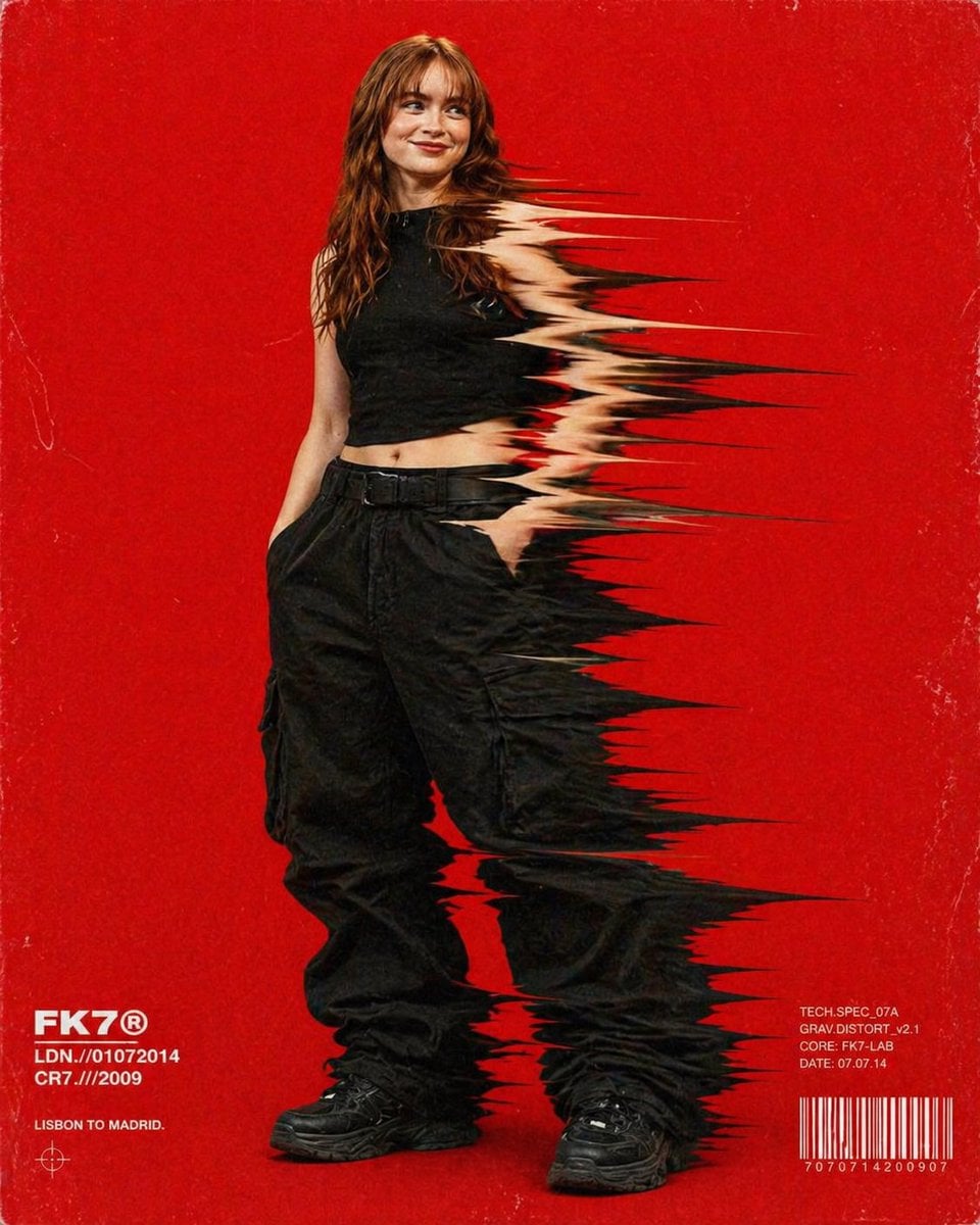 Hip-hop fashion model standing full-frame, clothing disto... thumbnail 3