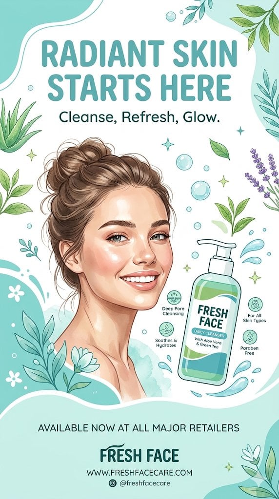 A clean, refreshing vertical advertising poster design fo... thumbnail 2