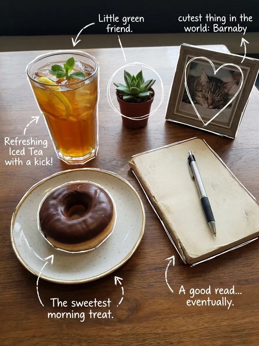 Top-down flat lay on a rustic wooden table, cozy aestheti... thumbnail 2