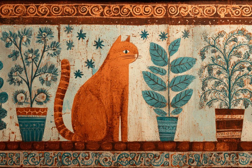 A naive folk art painting of [subject], surrounded by sym... thumbnail 3