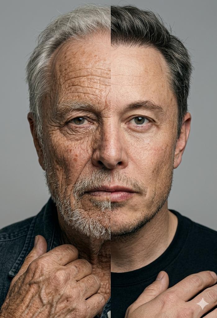 Split-Screen Aging Portrait