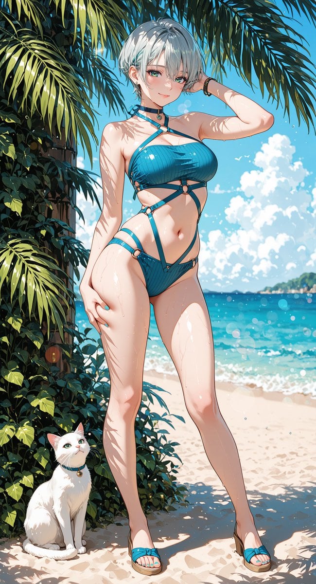 (cobalt blue knit swimsuit), thumbnail 2