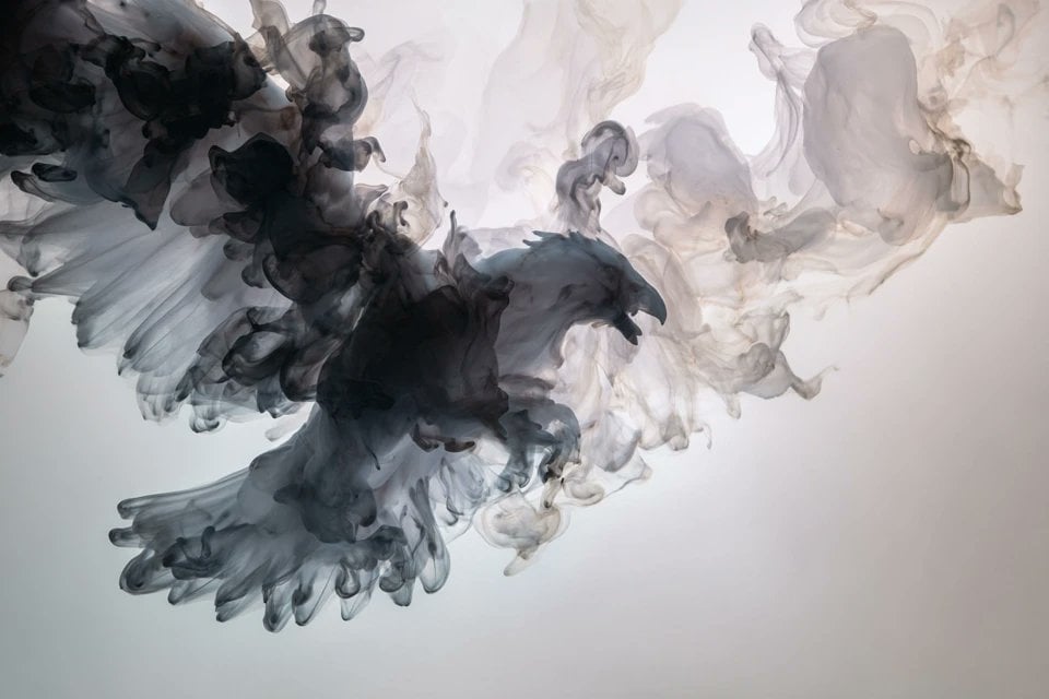 A [subject] emerges from swirling liquid plumes suspended... thumbnail 2