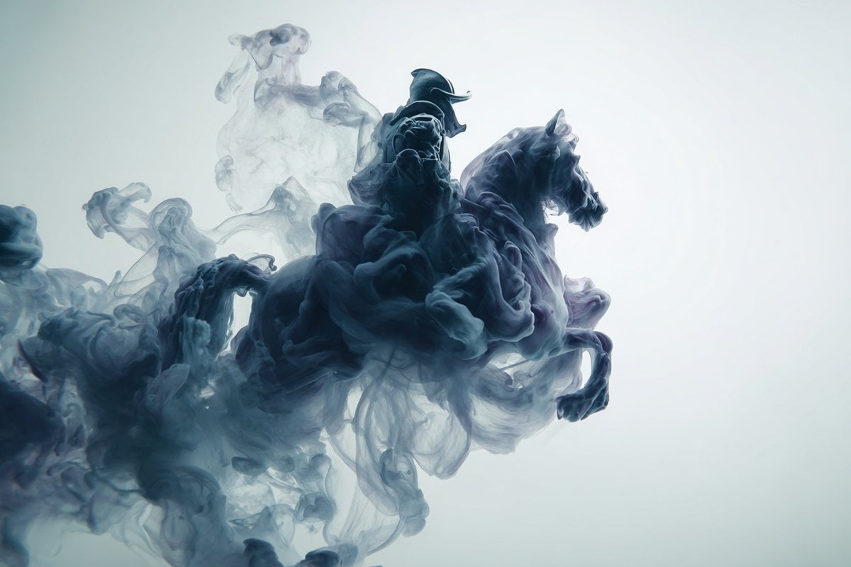 A [subject] emerges from swirling liquid plumes suspended... thumbnail 3