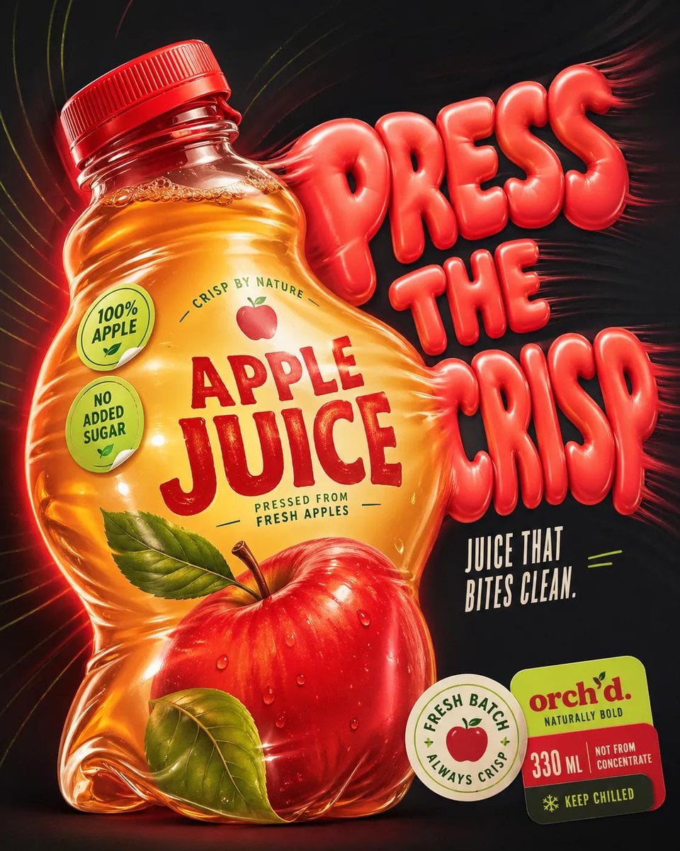 Design a '4:5' product poster for an 'orange' juice 3d bo... thumbnail 2