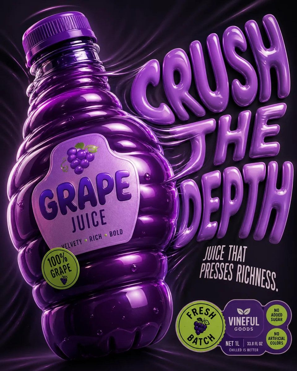 Design a '4:5' product poster for an 'orange' juice 3d bo... thumbnail 4