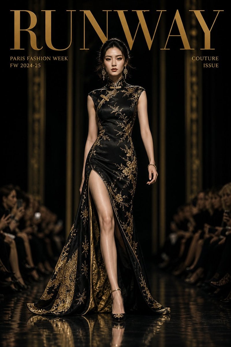 Luxury high-fashion runway magazine cover, title "FASHION", thumbnail 3