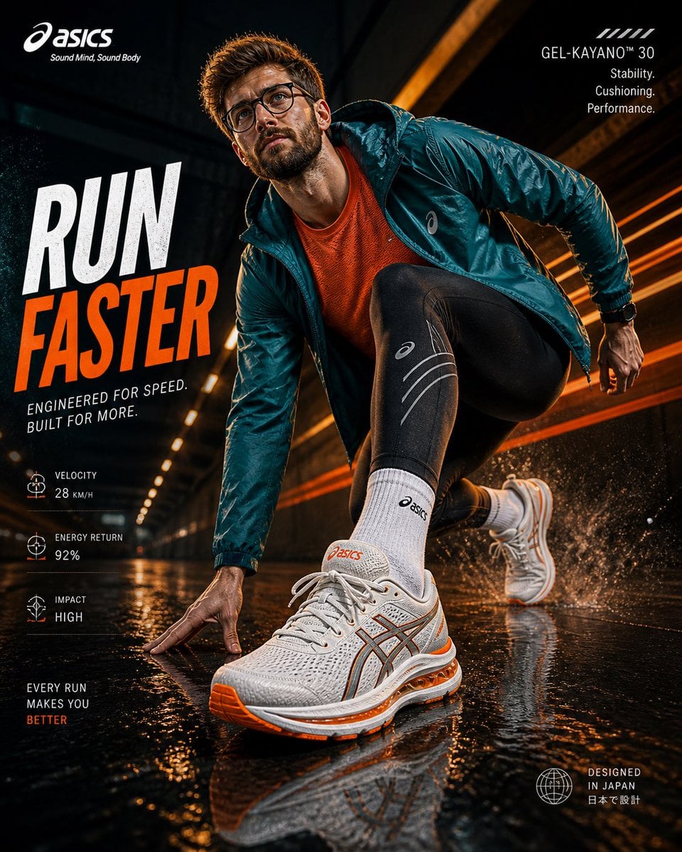 Create an ultra-high resolution (8K) premium ASICS sports... thumbnail 2
