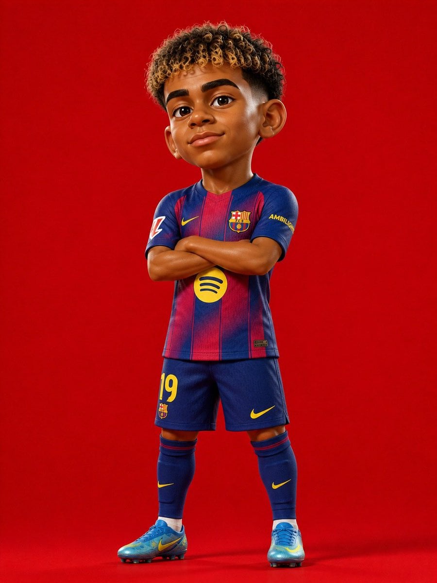 3D rendered caricature figurine of Cristiano Ronaldo, big... thumbnail 4