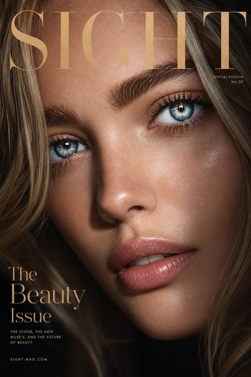 Luxury extreme close-up portrait, magazine cover style, t... thumbnail 3
