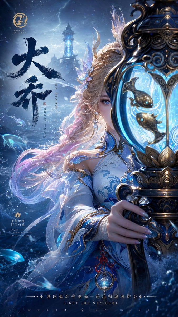 一张高端游戏角色宣传海报，竖版构图，超近景半身特写。画面主体是一位冷峻神秘的年轻男性幻想角色，拥有银白色蓬松碎发，... thumbnail 2