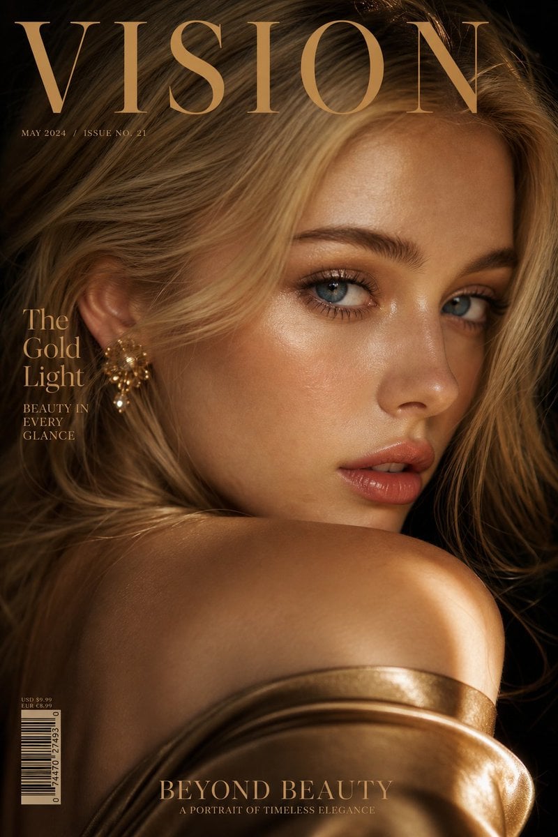 Luxury extreme close-up portrait, magazine cover style, t... thumbnail 2
