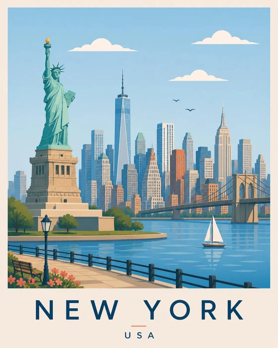 Create a premium editorial travel poster illustration of ... thumbnail 2