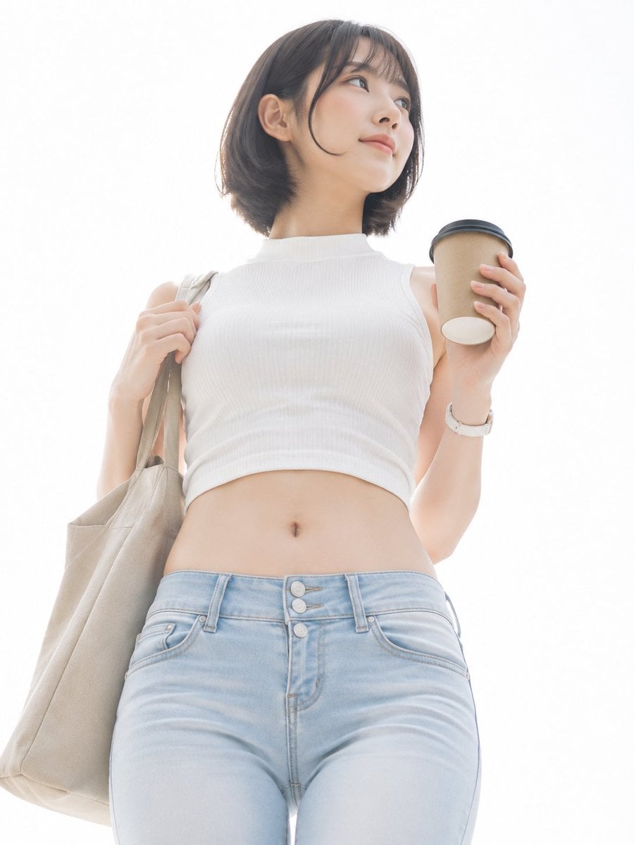 A fresh high-key white-background lifestyle portrait of a... thumbnail 2