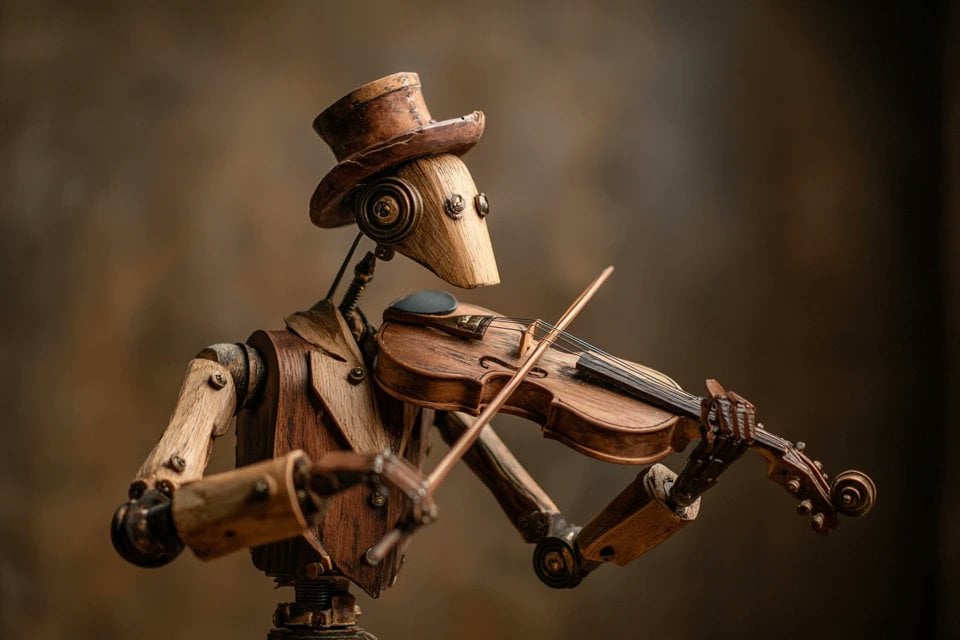 A wooden automaton version of a [subject], jointed with b... thumbnail 3