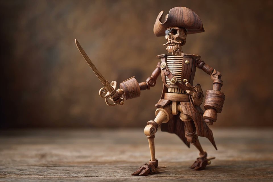A wooden automaton version of a [subject], jointed with b... thumbnail 4