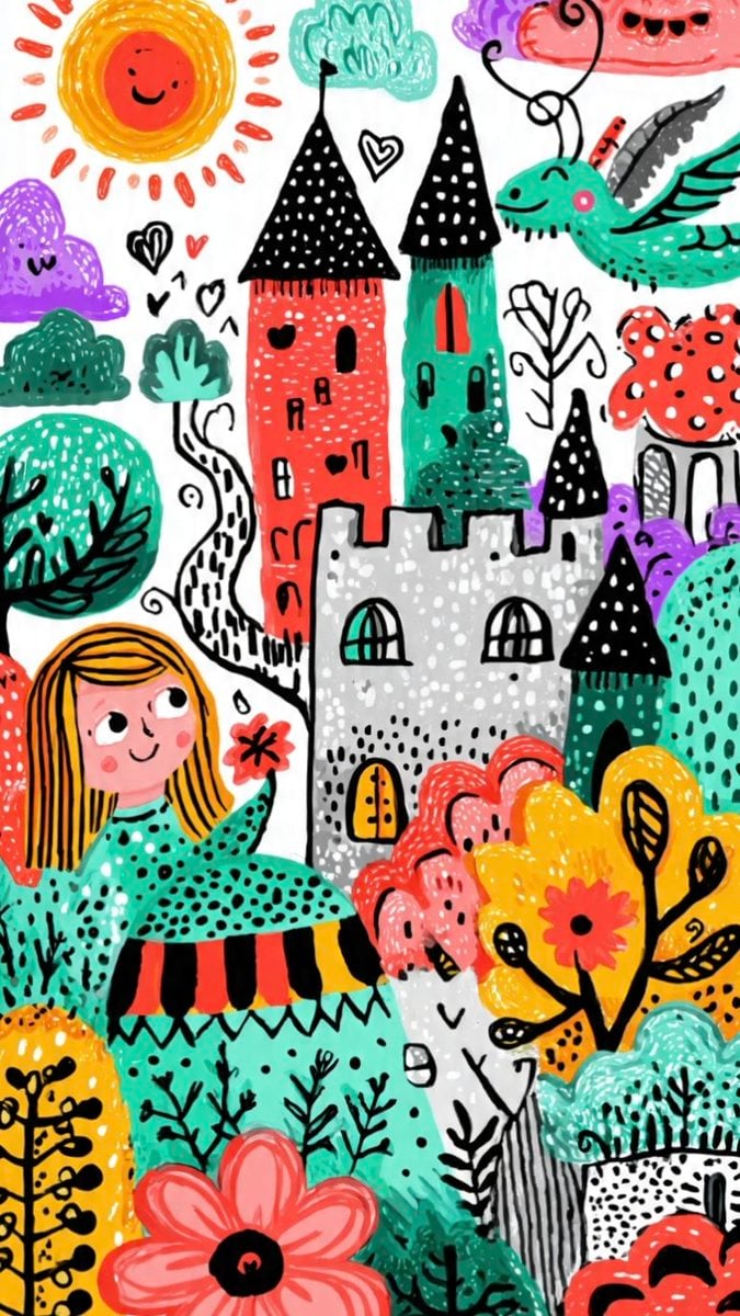 These two illustrations showcase a whimsical, folk-art st... thumbnail 2