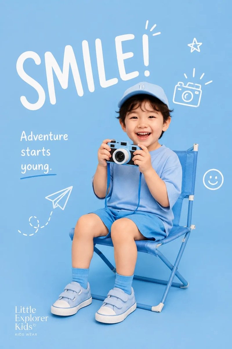 Create a premium playful kids-fashion editorial poster fo... thumbnail 2
