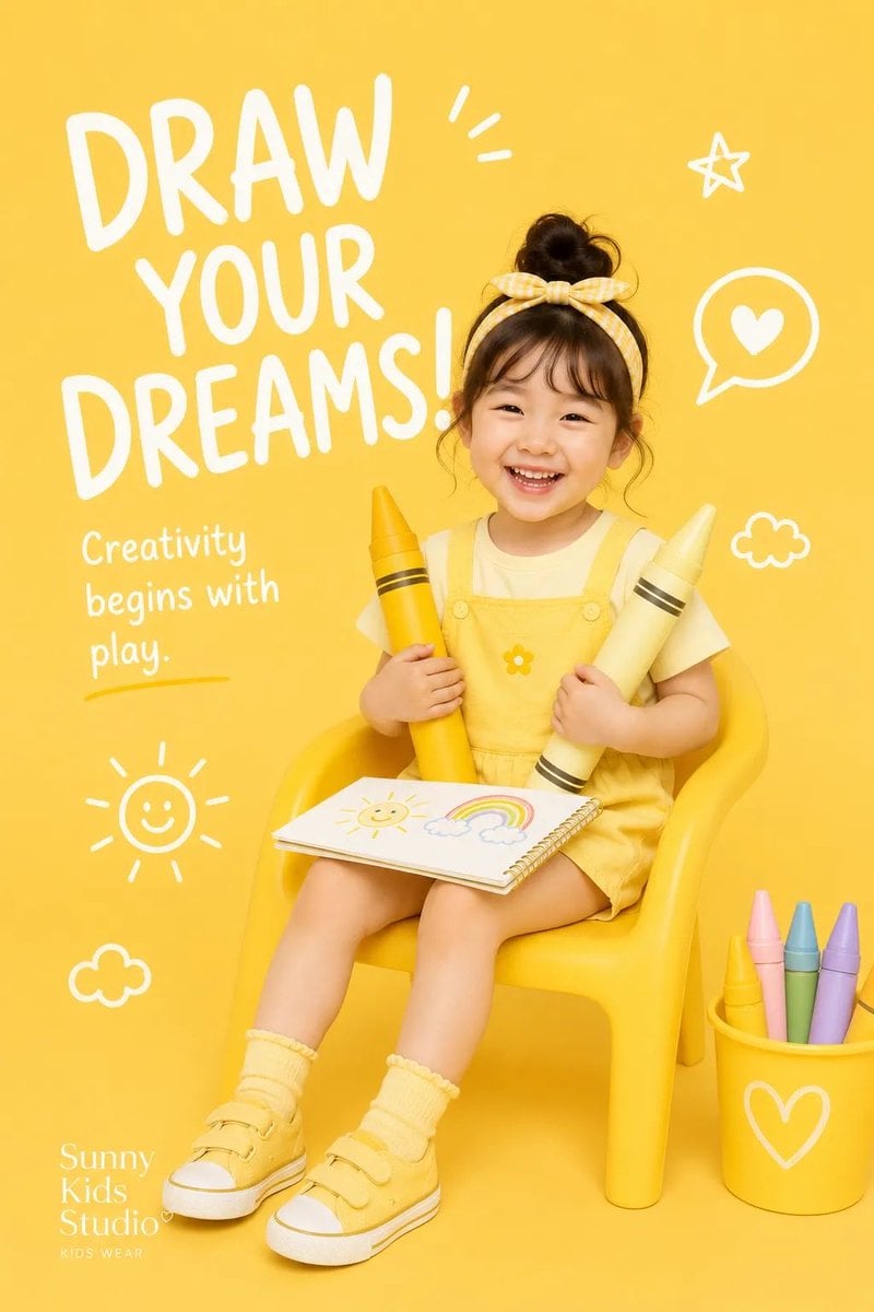 Create a premium playful kids-fashion editorial poster fo... thumbnail 3