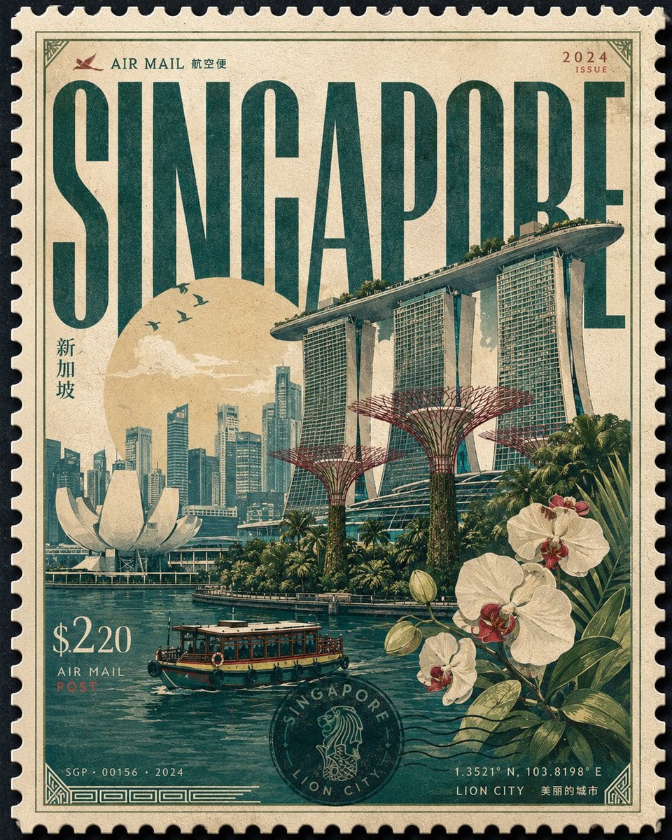 Design a premium 4:5 collectible postal-stamp poster for ... thumbnail 2