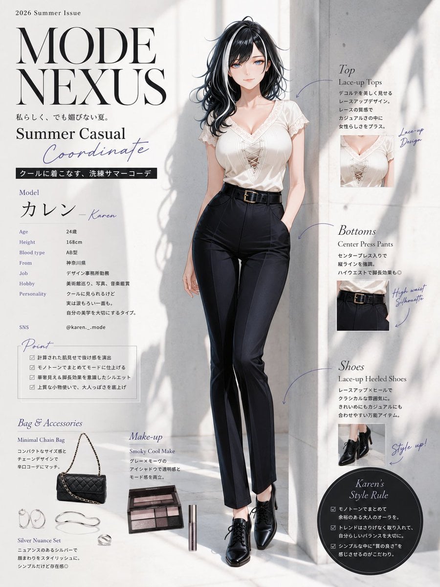 A stylish young woman with sleek, dark violet hair stands... thumbnail 3