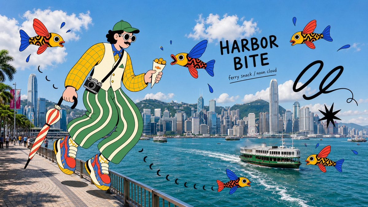 Create an image in the "Surreal Fish Doodle Landmark Phot... thumbnail 2