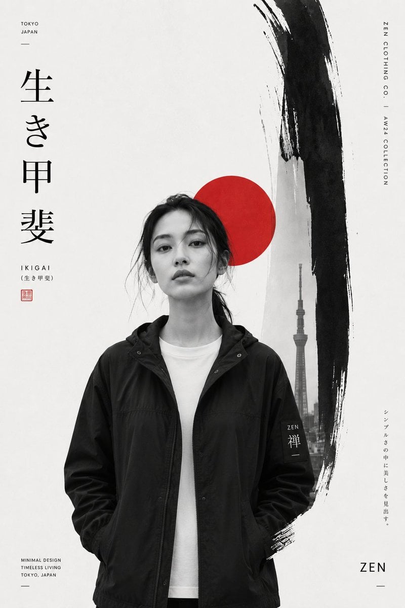 Create a premium Japanese-inspired minimalist fashion edi... thumbnail 2