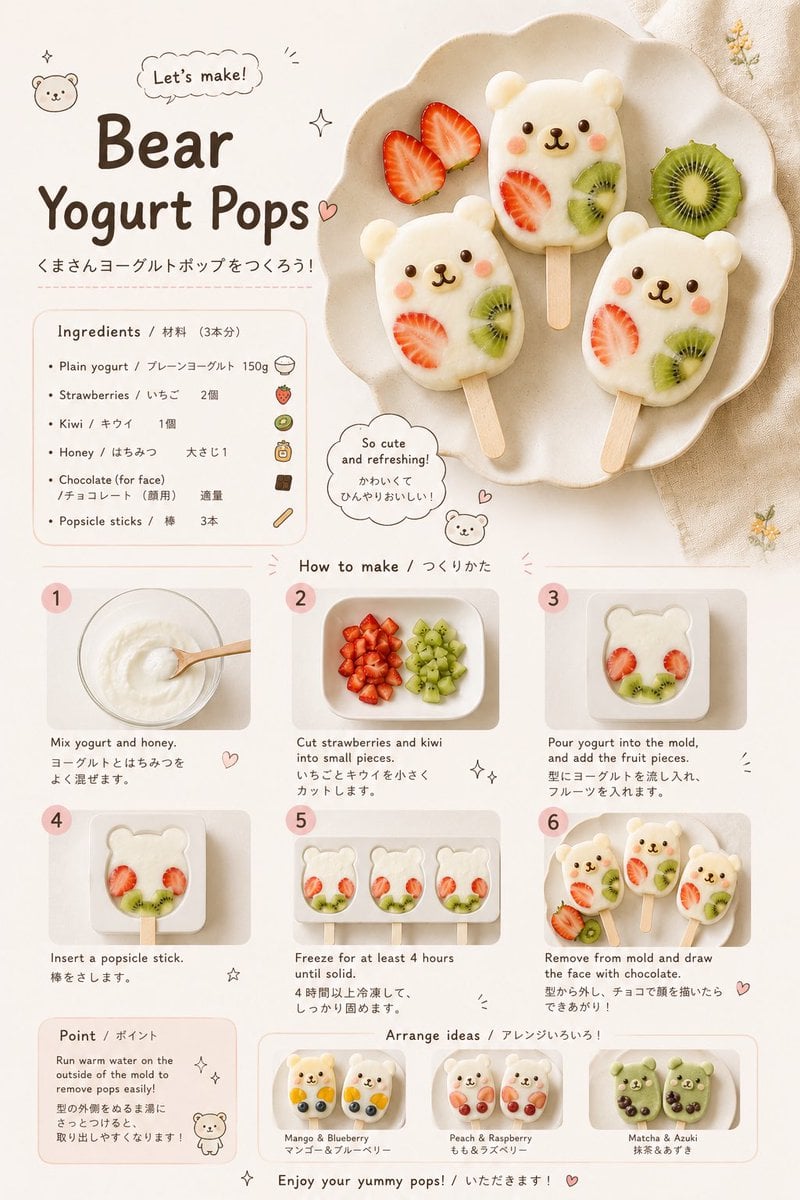 Create a realistic children’s food-art recipe infographic... thumbnail 2
