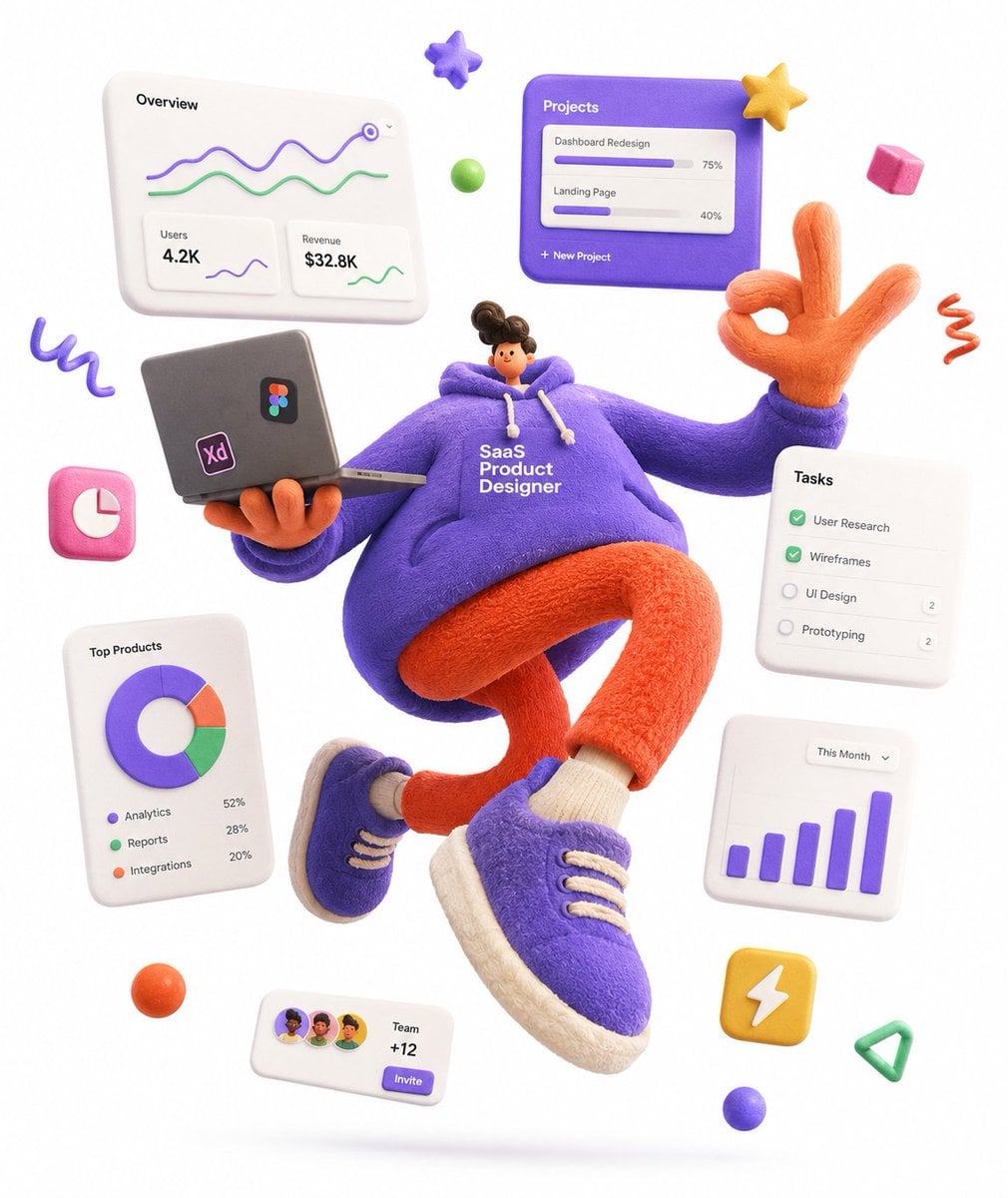A complete single 3D illustration, exaggerated artistic e... thumbnail 2