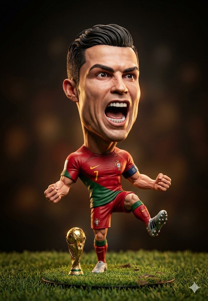 A hyper-detailed 3D caricature figurine of a legendary po... thumbnail 2
