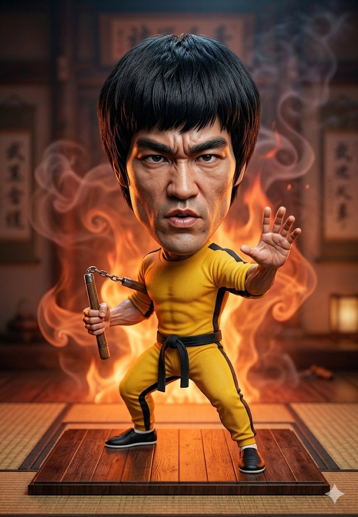 A hyper-detailed 3D caricature figurine of a legendary po... thumbnail 3