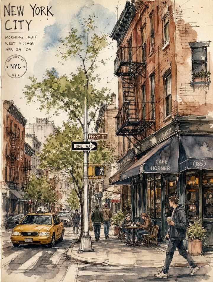 [CITY NAME] minimalist urban travel sketch poster, drawn ... thumbnail 2