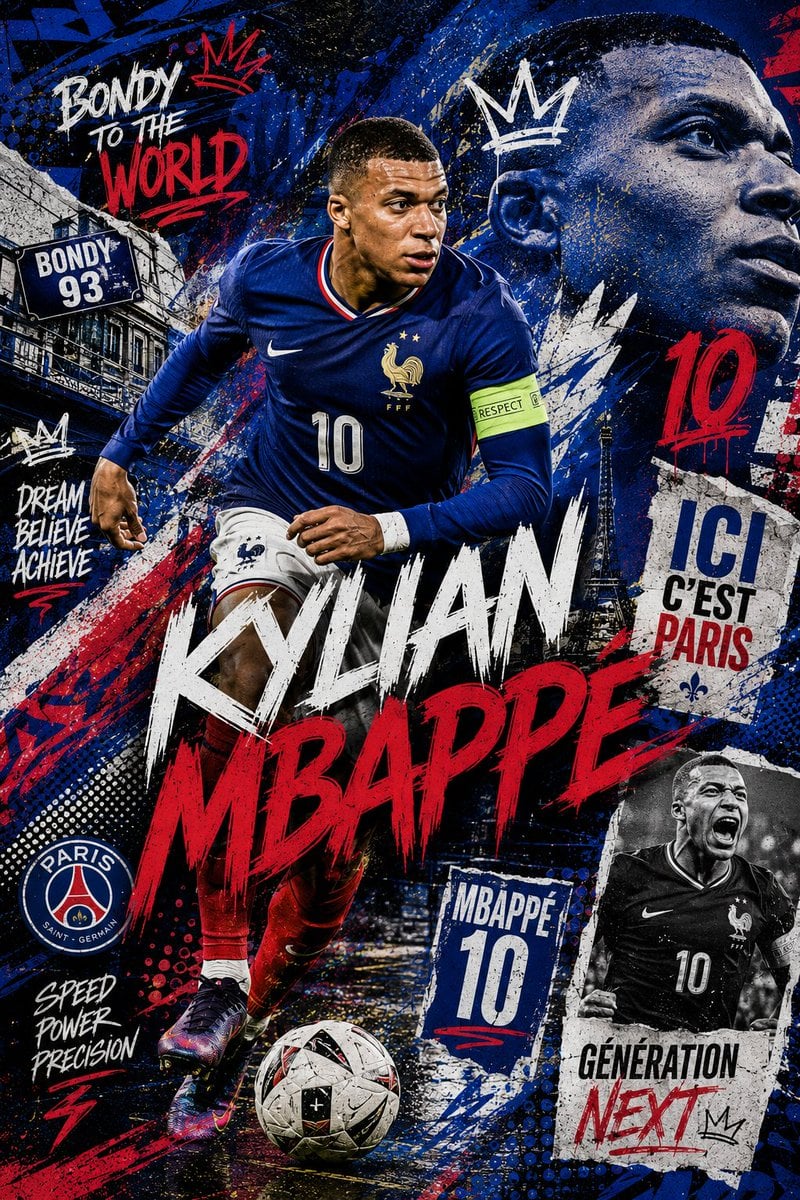 A dynamic mixed-media football poster featuring James Rod... thumbnail 2
