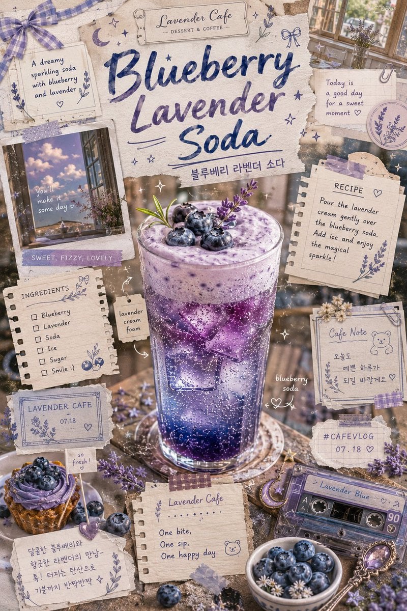 Vintage-inspired blueberry lavender soda scrapbook poster... thumbnail 2