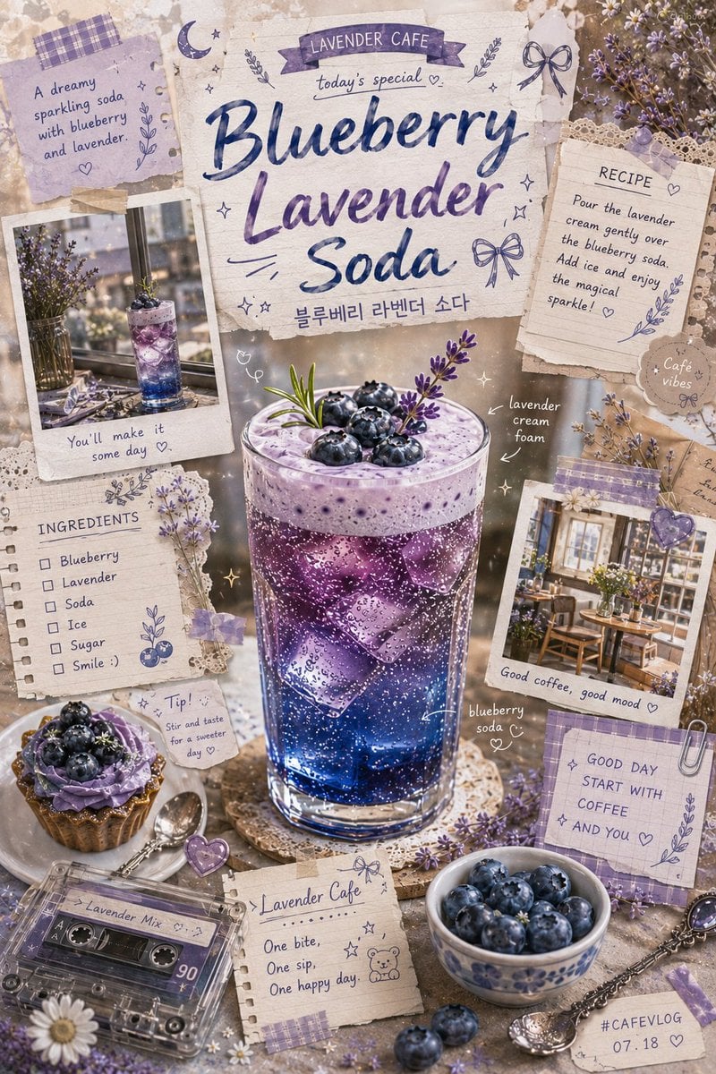 Vintage-inspired blueberry lavender soda scrapbook poster... thumbnail 3