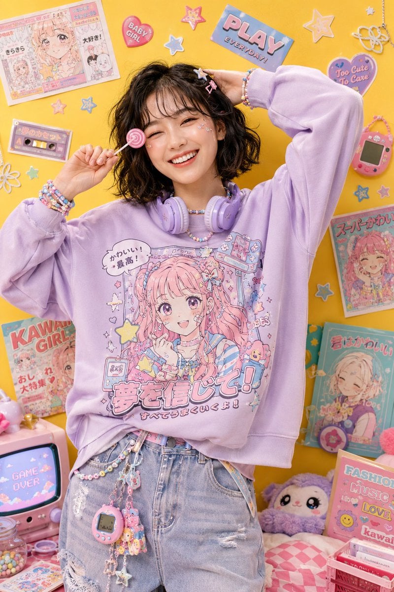 Playful kawaii-inspired studio fashion editorial featurin... thumbnail 2