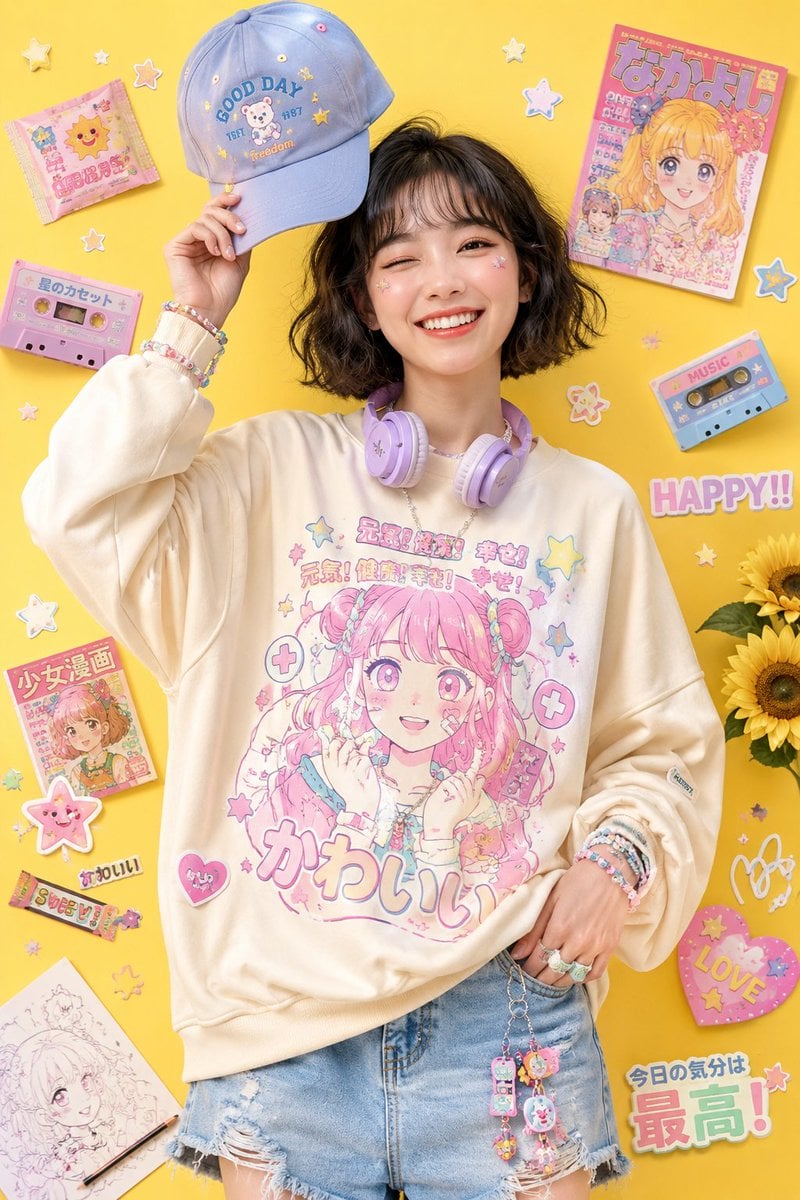 Playful kawaii-inspired studio fashion editorial featurin... thumbnail 3