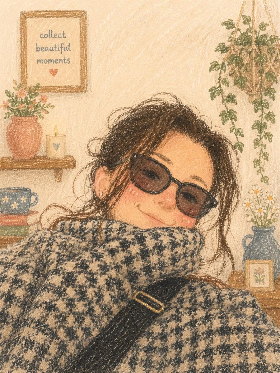 Cute cozy oil pastel illustration, soft textured crayon a... thumbnail 2